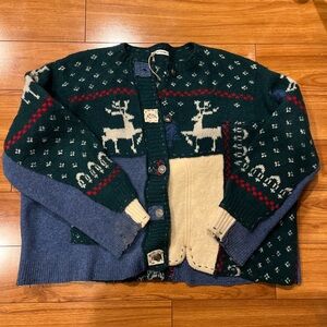 Unique Upcycled Wool Winter Cardigan